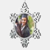 カスタム卒業写真 スノーフレークピューターオーナメント (右)