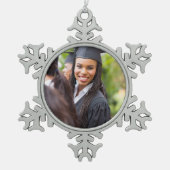 カスタム卒業写真 スノーフレークピューターオーナメント (正面)