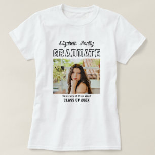 カスタム卒業年写真 赤 カレッジ Tシャツ