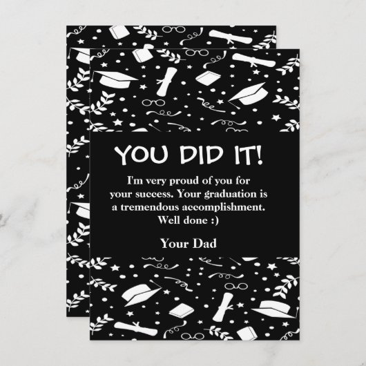 カスタム卒業式あいさつカード両面なし折り 招待状 (正面/裏面)