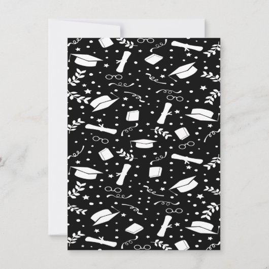 カスタム卒業式あいさつカード両面なし折り 招待状 (裏面)