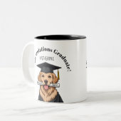 カスタム卒業式かわいいゴールデンレトリエバードッグ ツートーンマグカップ (正面左)