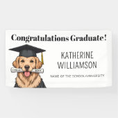 カスタム卒業式かわいいゴールデンレトリエバードッグ 横断幕 (横)