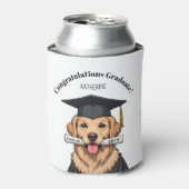 カスタム卒業式かわいいゴールデンレトリエバードッグ 缶クーラー (缶正面)