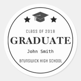 カスタム卒業式キャップイヤースクールスター白黒 ラウンドシール