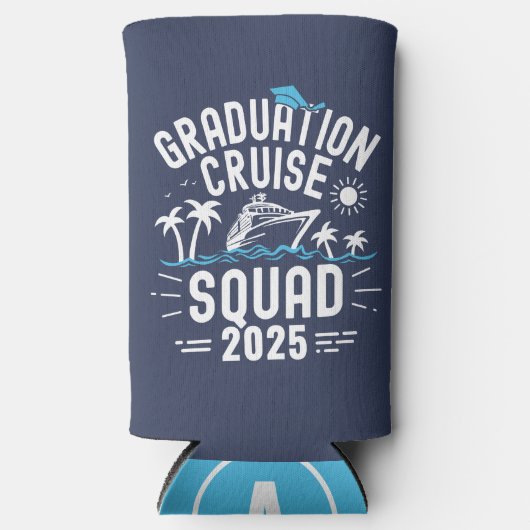 カスタム卒業式クルーズスクワッドトリップグループ スリム缶クーラー (正面)