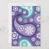 カスタム卒業式パーティーパープルティール（緑がかった色）金ゴールドペイズリー 招待状 (裏面)