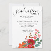 カスタム卒業式パーティー水彩花写真 シーズンカード (裏面)