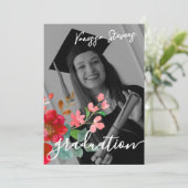 カスタム卒業式パーティー水彩花写真 招待状 (スタンド正面)