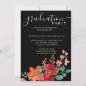 カスタム卒業式パーティー水彩花写真 招待状 (裏面)