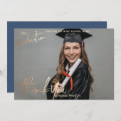 カスタム卒業感謝の写真カード サンキューカード (正面/裏面)