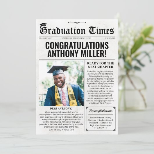 カスタム卒業新聞ユニーク卒業カード シーズンカード (スタンド正面)