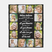 カスタム卒業生14名感動的写真卒業 フリースブランケット (正面)