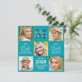 カスタム卒業生5写真部撮影ティール(緑がかった色)卒業 招待状 (スタンド正面)