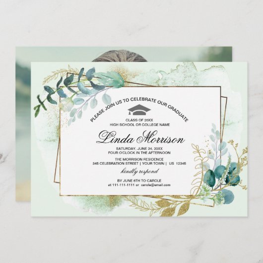 カスタム卒業記念会 招待状 (正面/裏面)