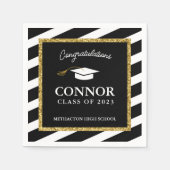 カスタム卒業金ゴールドグリッター卒業党 スタンダードカクテルナプキン (正面)