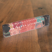 カスタム博士課程の卒業生フローラ名札 デスクネームプレート (側面)