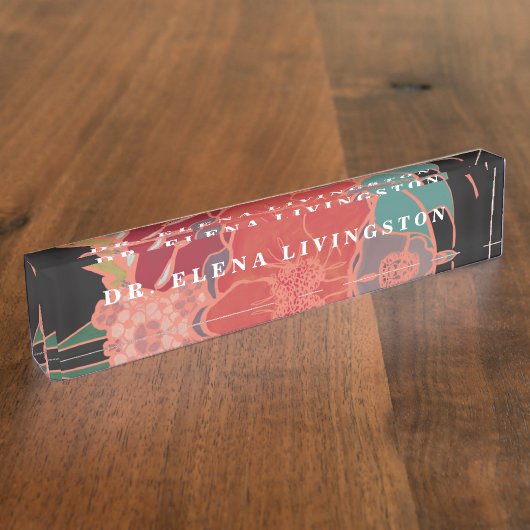 カスタム博士課程の卒業生フローラ名札 デスクネームプレート (側面)