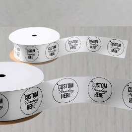 カスタム印刷ビジネスのロゴ（白） サテンリボン