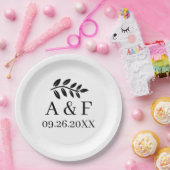 カスタム印刷プレートリーフコンテンポラリーモノグラム ペーパープレート (パーティー)