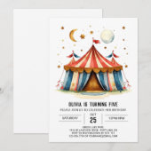 カスタム印刷可能ジョイサーカス誕生日 招待状 (正面/裏面)