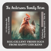 カスタム卵カートンラベル鶏写真テンプレート スクエアシール (正面)