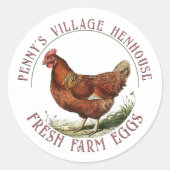 カスタム卵レッドヘンファーム生卵カートンラベル ラウンドシール (正面)