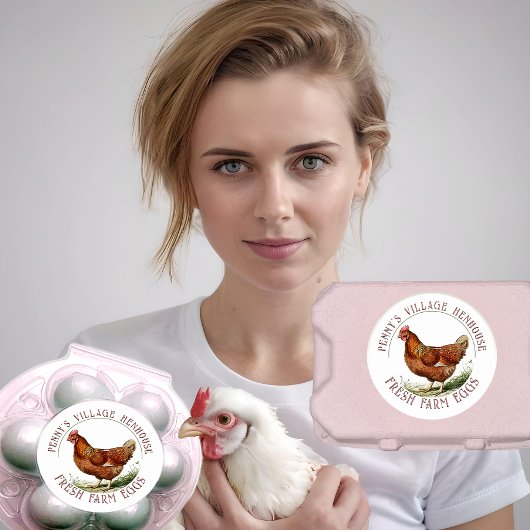 カスタム卵レッドヘンファーム生卵カートンラベル ラウンドシール