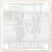 カスタム友だち写真おもしろい友好ゴールミーム ガラスコースター (裏面)