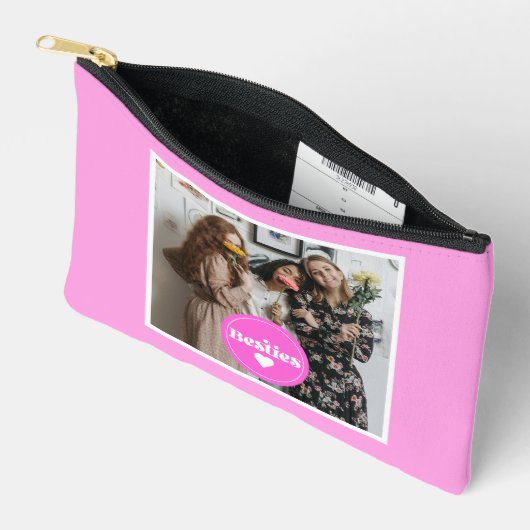 カスタム友最高の達ピンク可愛いパウチバッグ アクセサリーポーチ (見開き)