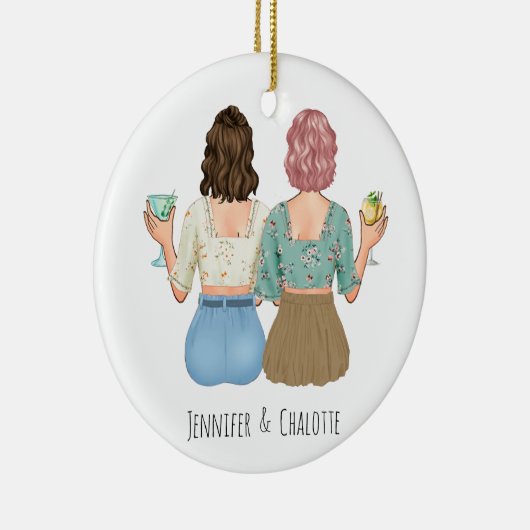 カスタム友達のクリスマスにのギフト最高のポートレート セラミックオーナメント (右)