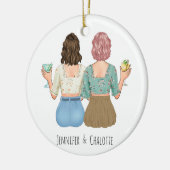 カスタム友達のクリスマスにのギフト最高のポートレート セラミックオーナメント (左)