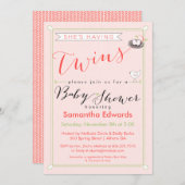 カスタム双子のベビーシャワー招待状 招待状 (正面/裏面)