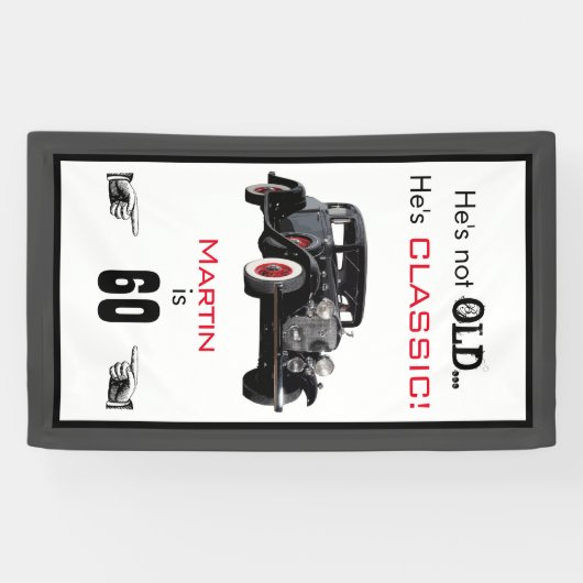 カスタム古くないクラシックな車のヴィンテージの誕生日 横断幕 (横)