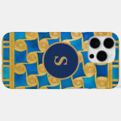 カスタム古代エジプトモノグラム 青金色 Case-Mate iPhoneケース (裏面 (横))