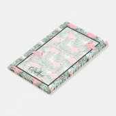 カスタム可愛いおもしろいピンクフラミンゴズパームリーフレスパターン ポストイット (アングル)