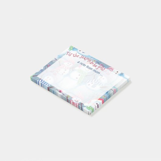 カスタム可愛いおもしろいホリおもしろいー雪だるまパターン ポストイット (アングル)