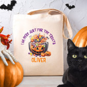 カスタム可愛いオレンジパープルパンプキンハロウィーントリートメント トートバッグ