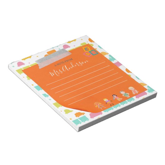 カスタム可愛いオレンジAノート先生メモ ノートパッド (アングル)