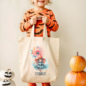 カスタム可愛いガーリーピンクの魔女の水の色ハロウィーン トートバッグ