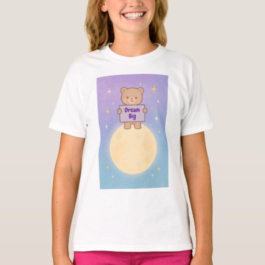 カスタム可愛いクマのムーンTシャツ Tシャツ (正面)