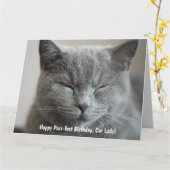 カスタム可愛いグレー子猫フォトパーフェクト誕生日 カード (黄色い花)