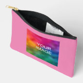 カスタム可愛いシンプルテンプレート画像フォトピンク小 アクセサリーポーチ (見開き)