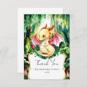 カスタム可愛いドラゴンベビーシャワー サンキューカード (正面/裏面)