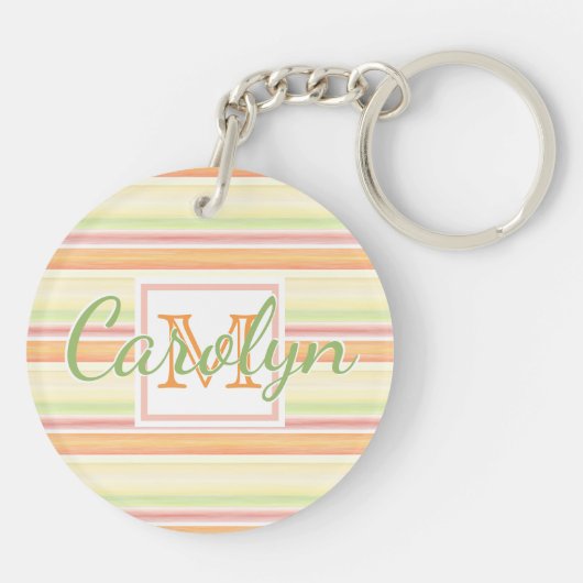 カスタム可愛いハッピーサニーサマーウォーターストライプカラー キーホルダー (裏面)
