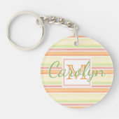 カスタム可愛いハッピーサニーサマーウォーターストライプカラー キーホルダー (正面)