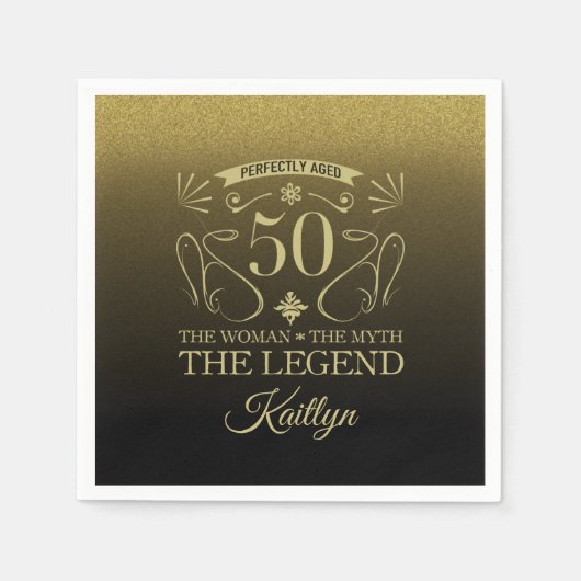 カスタム可愛いハッピー50誕生日 スタンダードカクテルナプキン (正面)