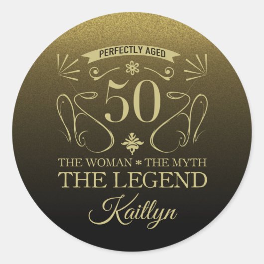 カスタム可愛いハッピー50誕生日 ラウンドシール (正面)