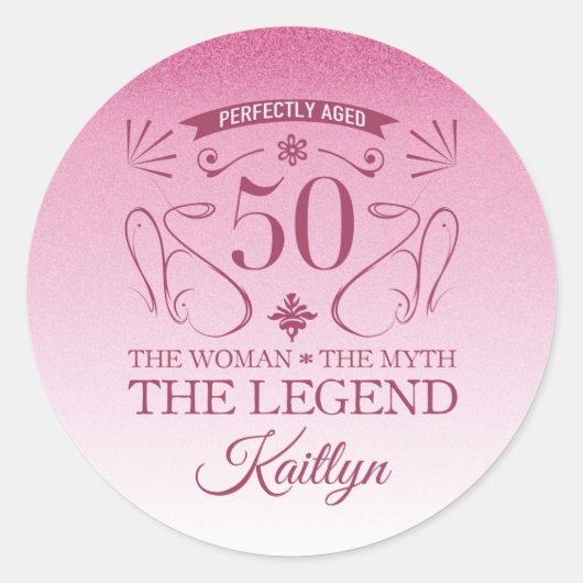 カスタム可愛いハッピー50誕生日 ラウンドシール (正面)