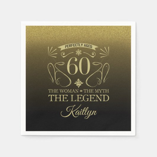 カスタム可愛いハッピー60誕生日 スタンダードカクテルナプキン (正面)